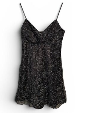 IN-CS Vintage Y2K Style Black Spaghetti Strap Dress with Rhinestones